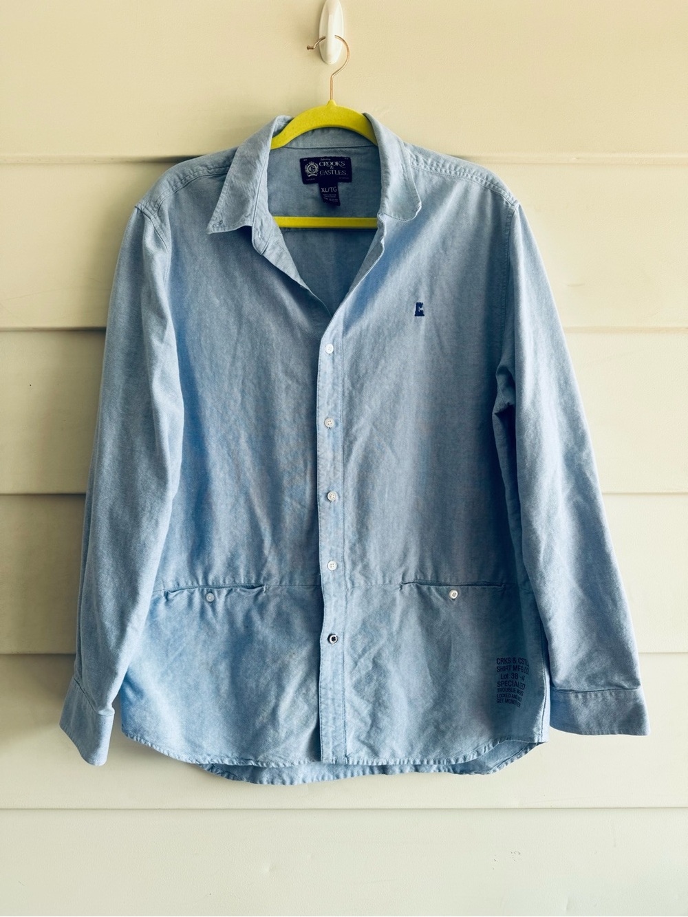 Vintage Crooks & Castles Blue Button Front Smock Shirt XL